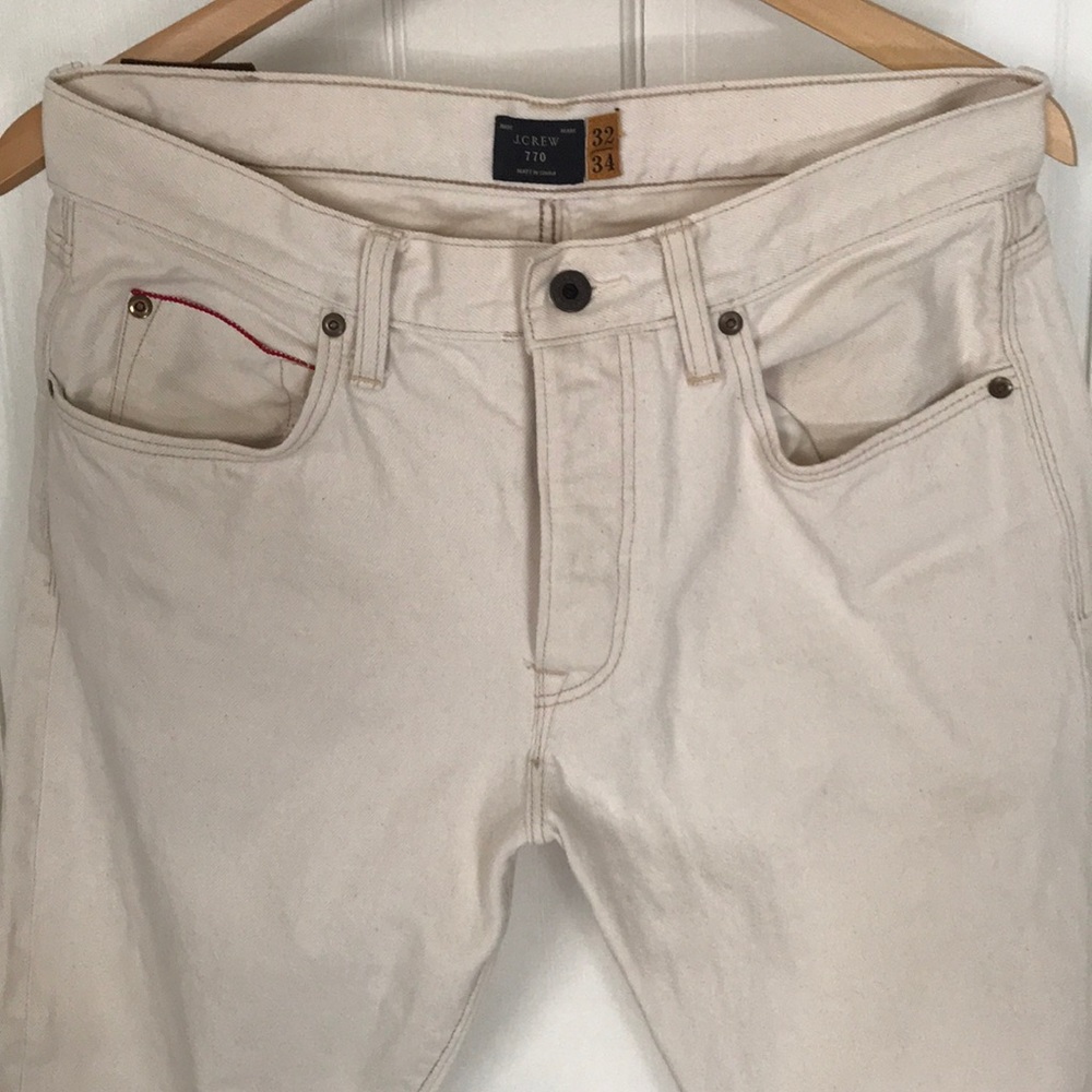 J Crew 770 Selvedge Denim Jean in Off-White